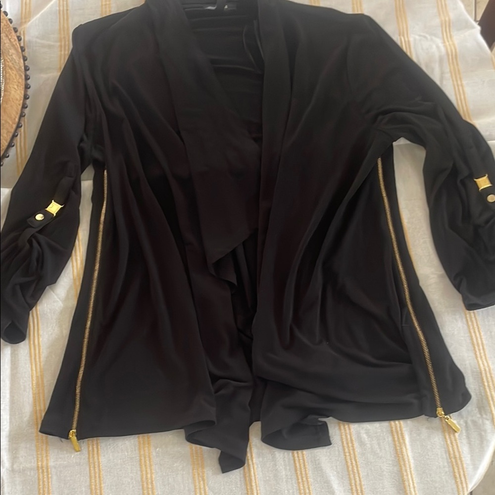 Chic Black Jacket with Gold Zipper
